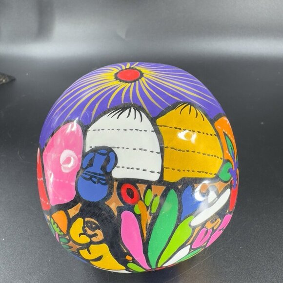 Mexican Pottery Day Of The Day Skull Figurine Decor Hand Painted RedWare Figure - Picture 8 of 16